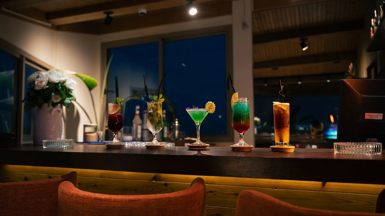 Cocktails at a hotel bar in Dakhla